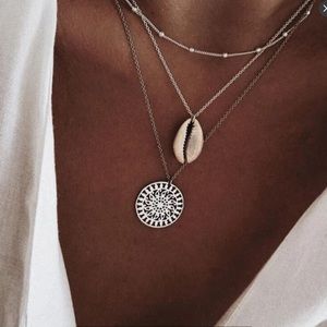 Layered silver necklace